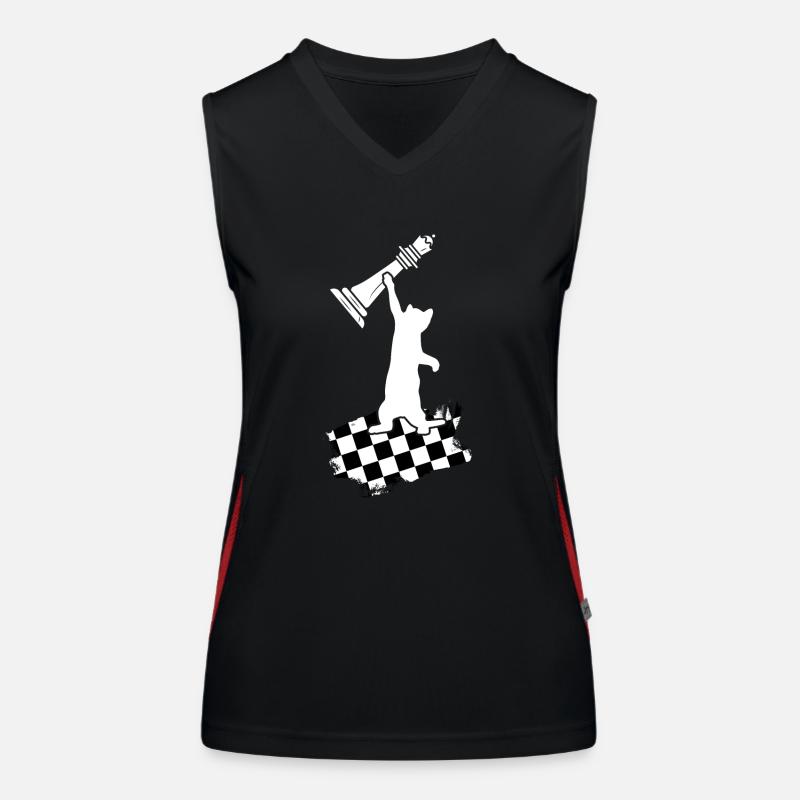checkmate cat chess piece chessboard Women's Functional Contrast Tank Top