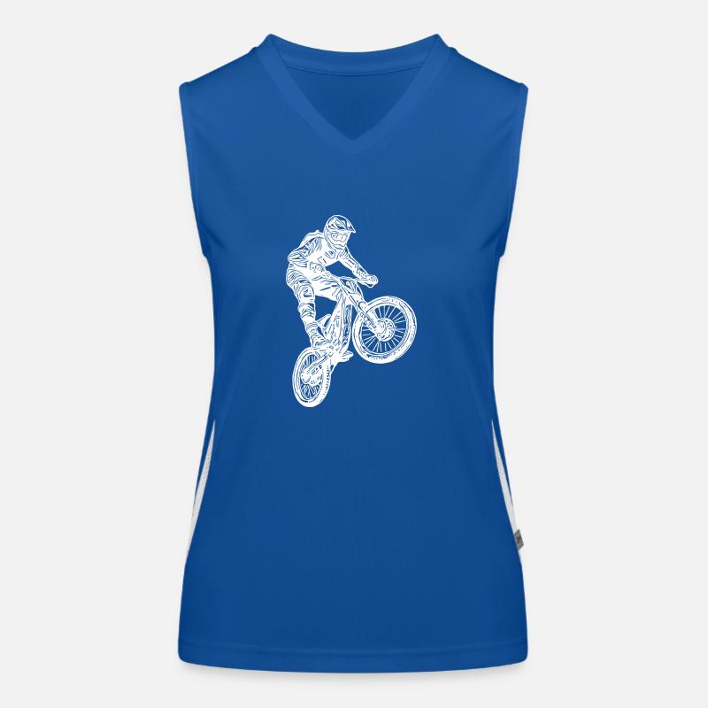 Cooler Radfahrer Springender Mountainbiker Funktionelles Kontrast-Tank Top für Frauen