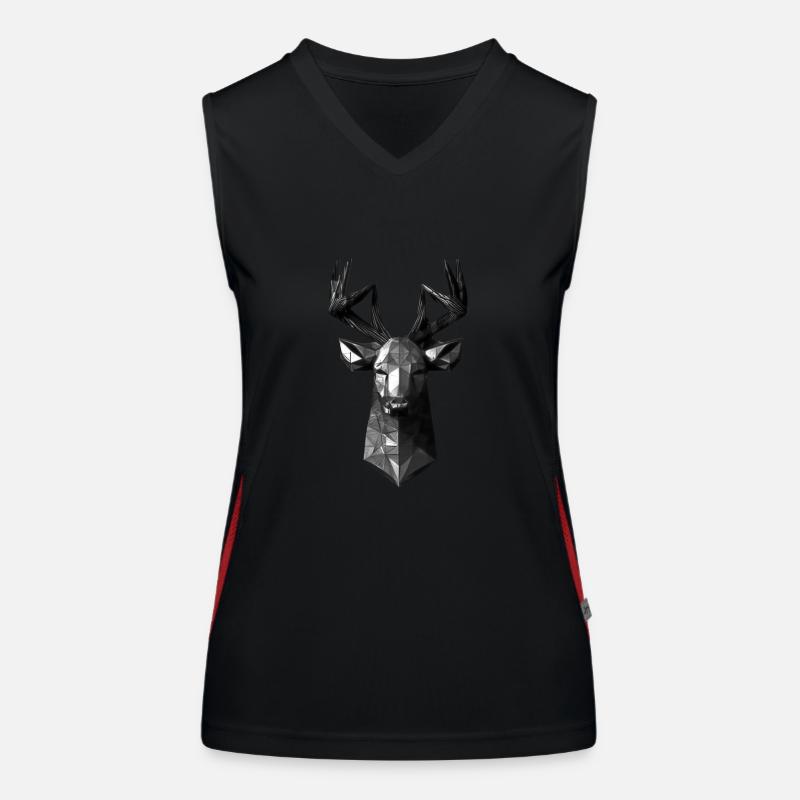 Polygon Design Deer Animal Head Débardeur respirant contrasté Femme