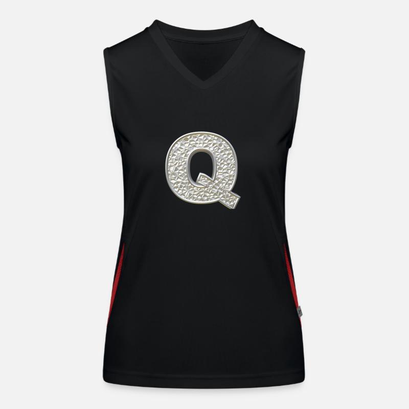 Q, lettre, lettre Q, initiale, initiale Q, monogramme, Débardeur respirant contrasté Femme