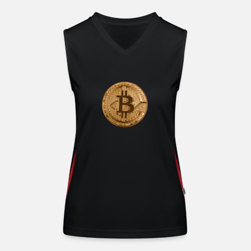 Bouton « BITCOIN » design, logo, autocollant, aimant Débardeur respirant contrasté Femme