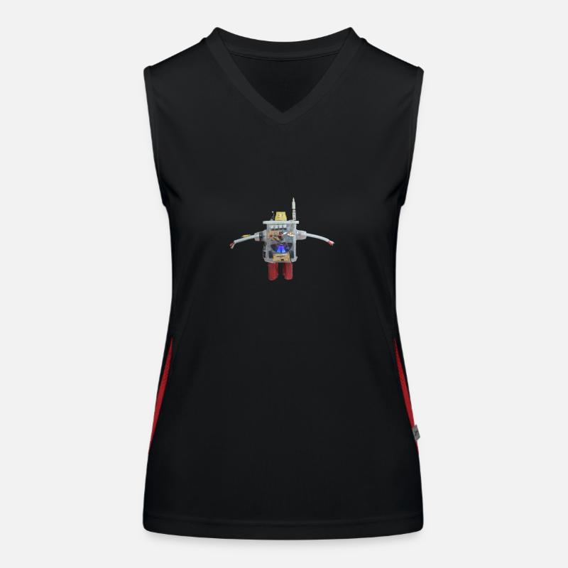Small self-made robot from recycled materials Women's Functional Contrast Tank Top