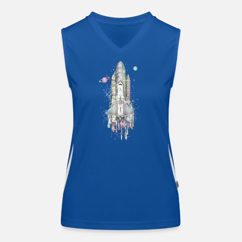 Fantasievolles Space Shuttle - kunstvoll gestaltet Funktionelles Kontrast-Tank Top für Frauen