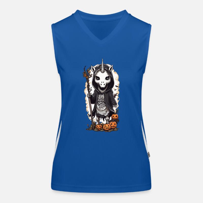 Licorne sombre squelette Magic Gothic Design Débardeur respirant contrasté Femme