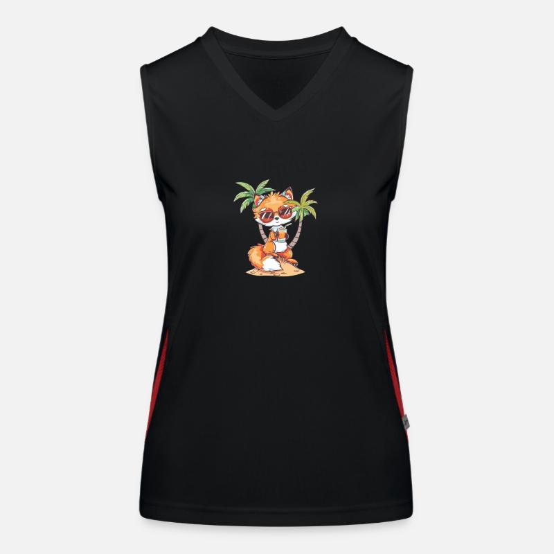 Fuchs Insel Sommer Palme Funktionelles Kontrast-Tank Top für Frauen