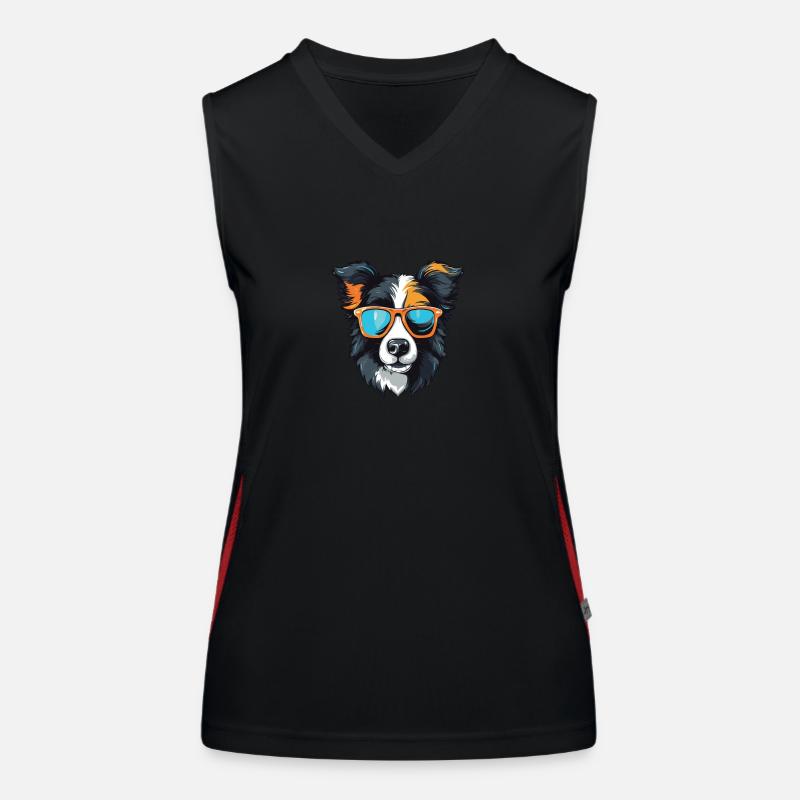 Border Collie Dog Head Cool Women's Functional Contrast Tank Top