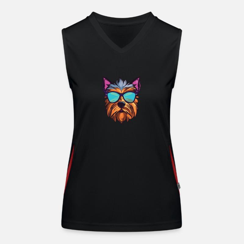 Yorkshire Terrier Dog Cool Head Party Women's Functional Contrast Tank Top