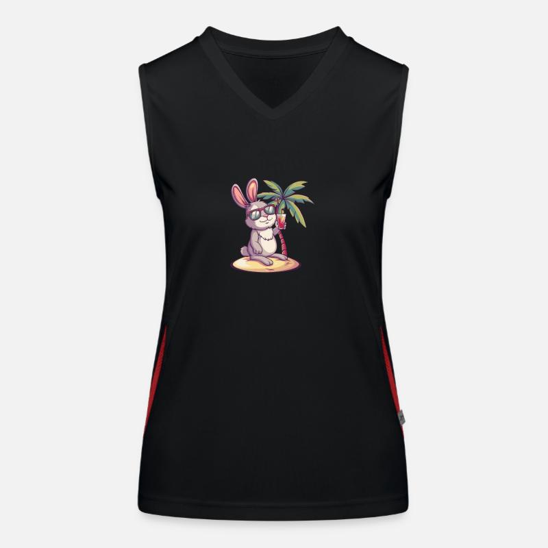 Bunny Summer Beach Comic Women's Functional Contrast Tank Top