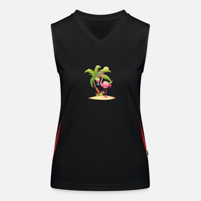 Flamingo Sommer Strand Comic Funktionelles Kontrast-Tank Top für Frauen