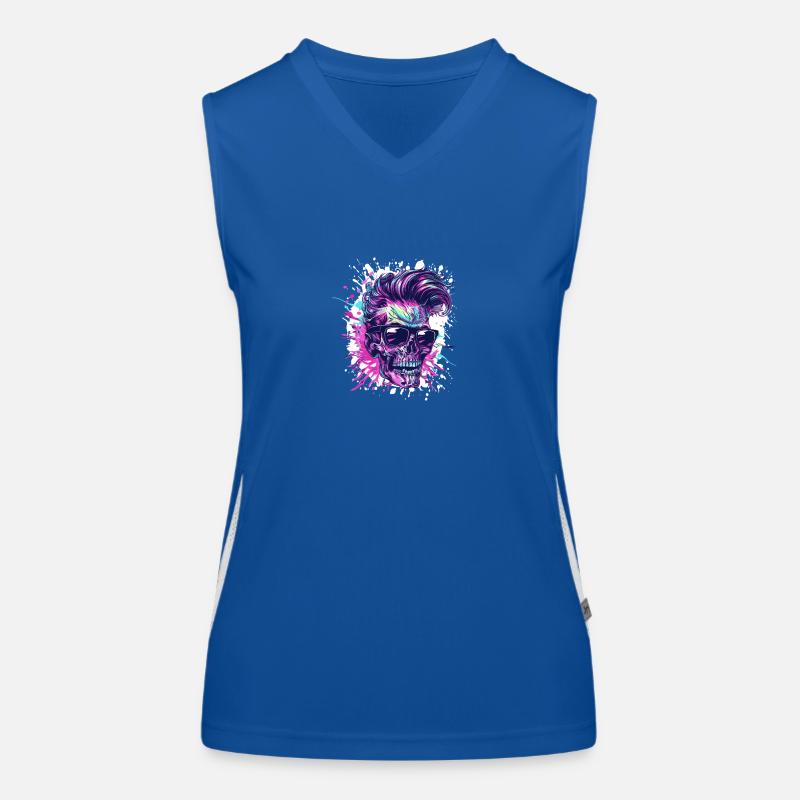 Techno Skelett Party Funktionelles Kontrast-Tank Top für Frauen