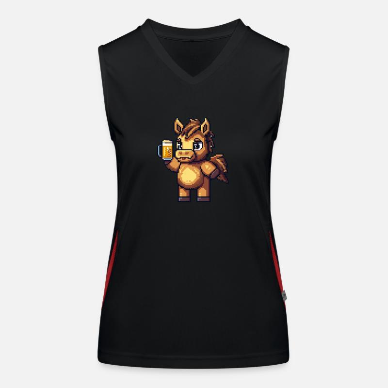 Pferd Bier Pixel Funktionelles Kontrast-Tank Top für Frauen
