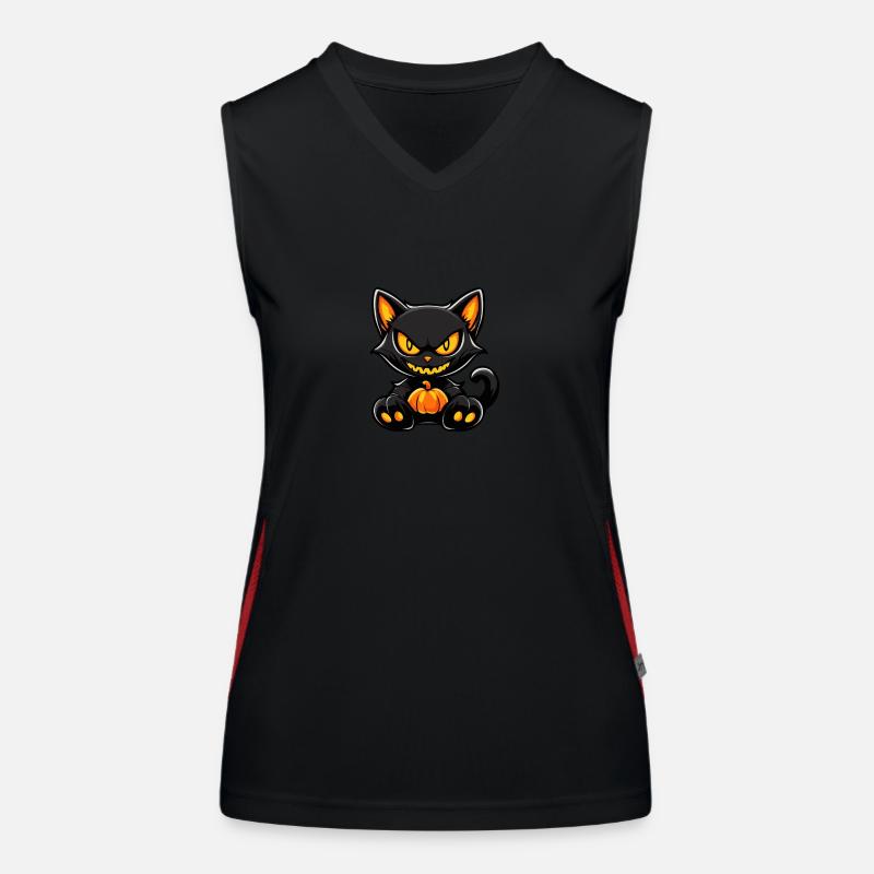 Chat Halloween Chat Débardeur respirant contrasté Femme