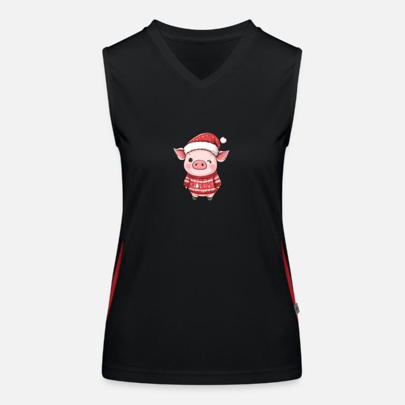 Bande dessinée de Noël cochon Débardeur respirant contrasté Femme