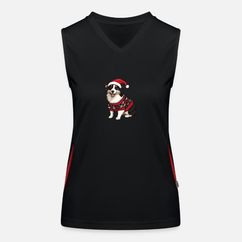Border Collie Hund Weihnachten Comic Funktionelles Kontrast-Tank Top für Frauen