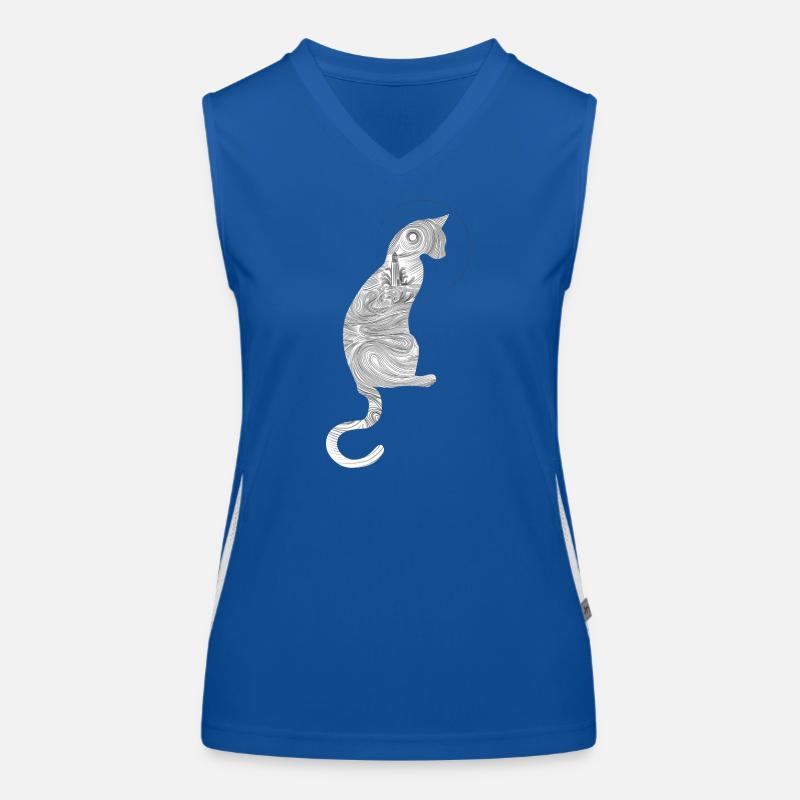 Abstract cat with spiral pattern Women's Functional Contrast Tank Top