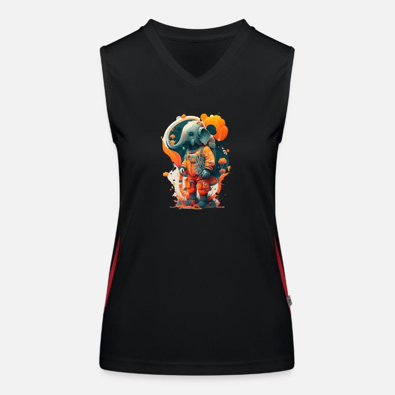 Elephant in firefighter suit / protective suit Women's Functional Contrast Tank Top