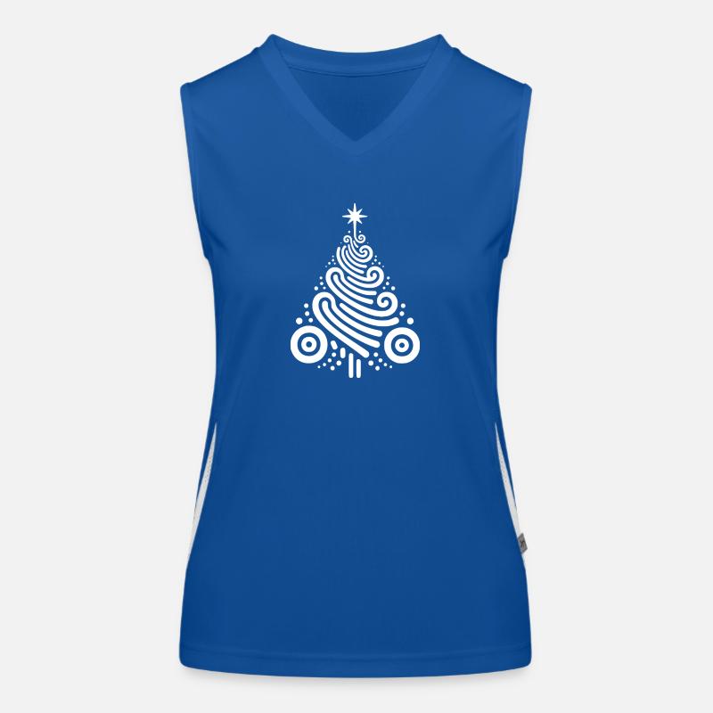Creative Christmas tree illustration with ornaments Women's Functional Contrast Tank Top