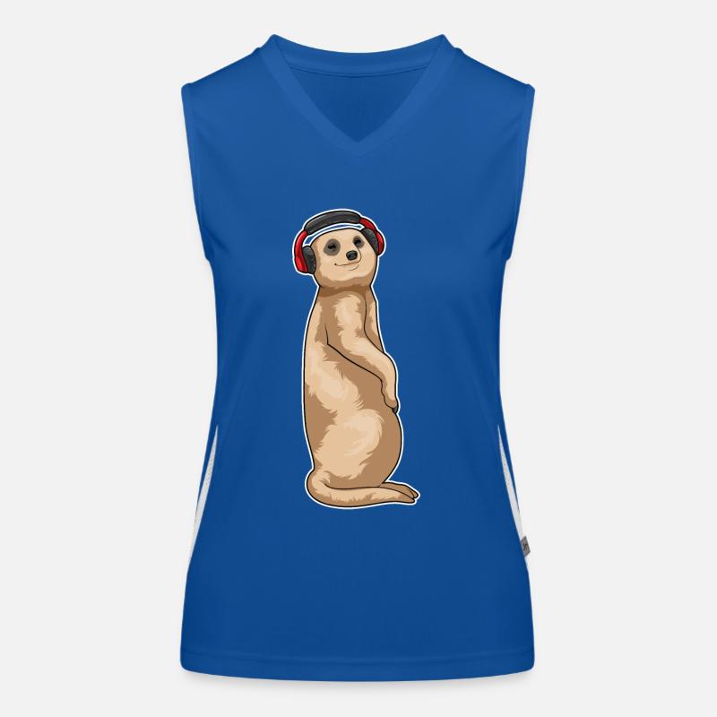 Erdmännchen Kopfhörer Musik Funktionelles Kontrast-Tank Top für Frauen