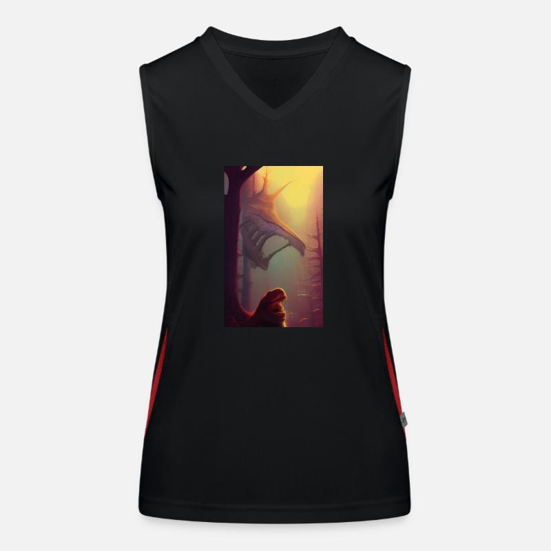 Creepy Horror Comic Alien on a strange planet land Women's Functional Contrast Tank Top