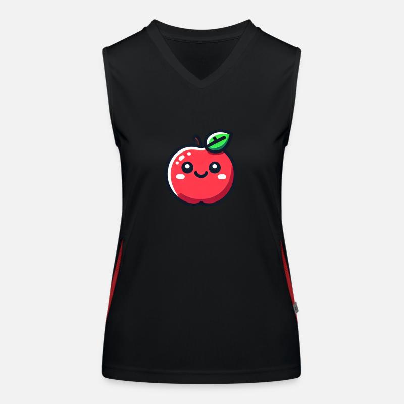 Fröhlicher Cartoon-Apfel Funktionelles Kontrast-Tank Top für Frauen