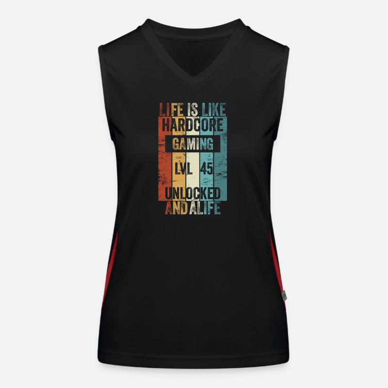 Level 45 Life, c’est comme le Hardcore Gaming Débardeur respirant contrasté Femme