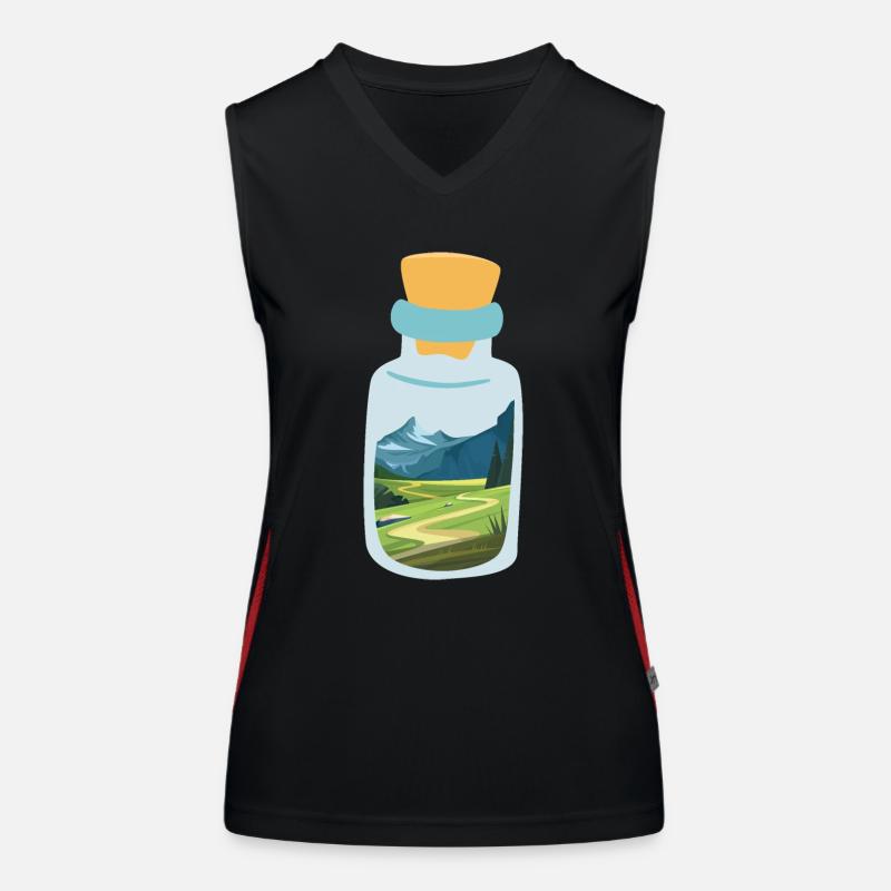 Message in a bottle with mountains Women's Functional Contrast Tank Top