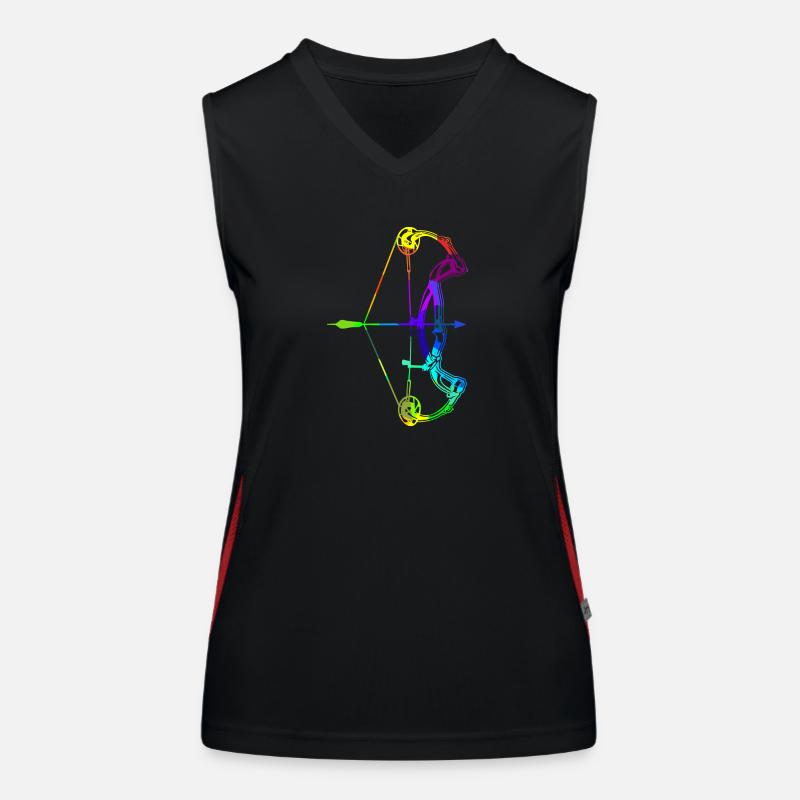Bogenschießen Regenbogen Farben Polygon Sport Funktionelles Kontrast-Tank Top für Frauen