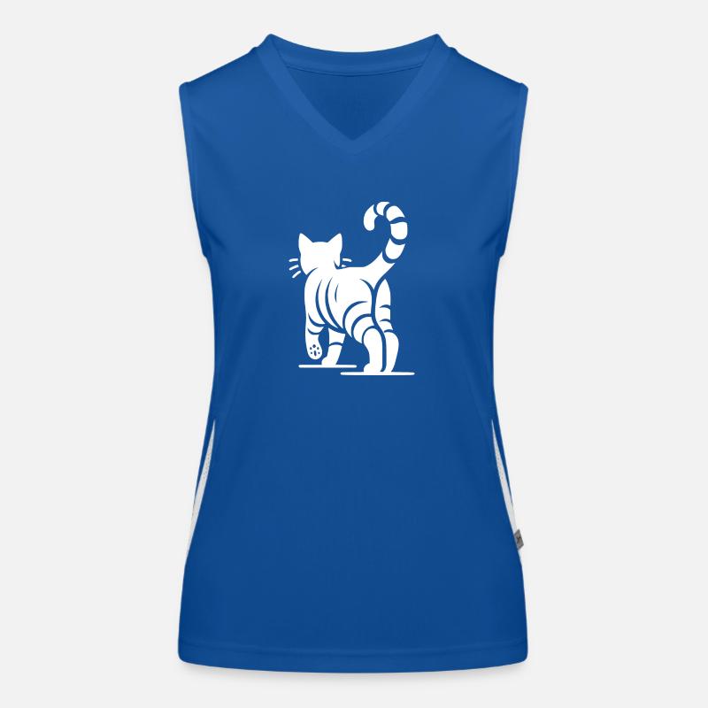 Geometrische Katze mit Streifen Funktionelles Kontrast-Tank Top für Frauen