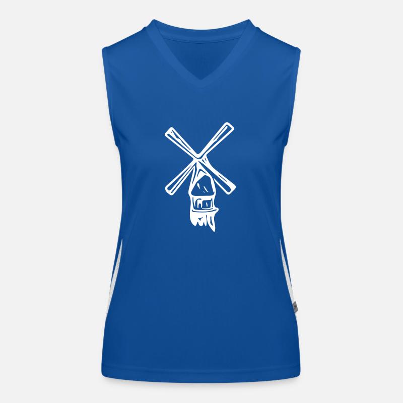 Vintage minimalist nostalgic windmill Women's Functional Contrast Tank Top