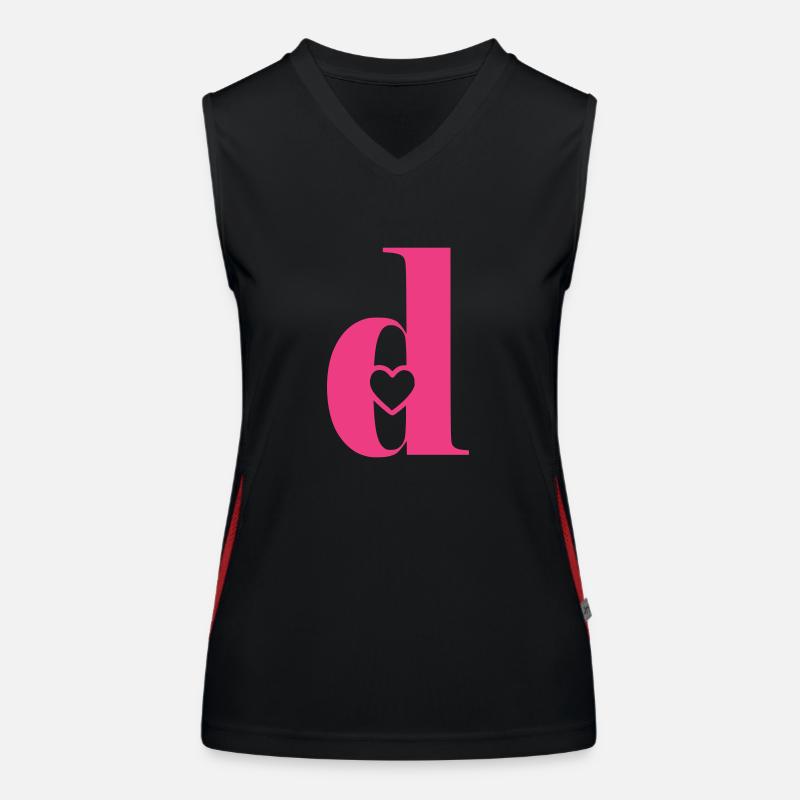 Buchstabe d Anfangsbuchstabe mit Herz Funktionelles Kontrast-Tank Top für Frauen
