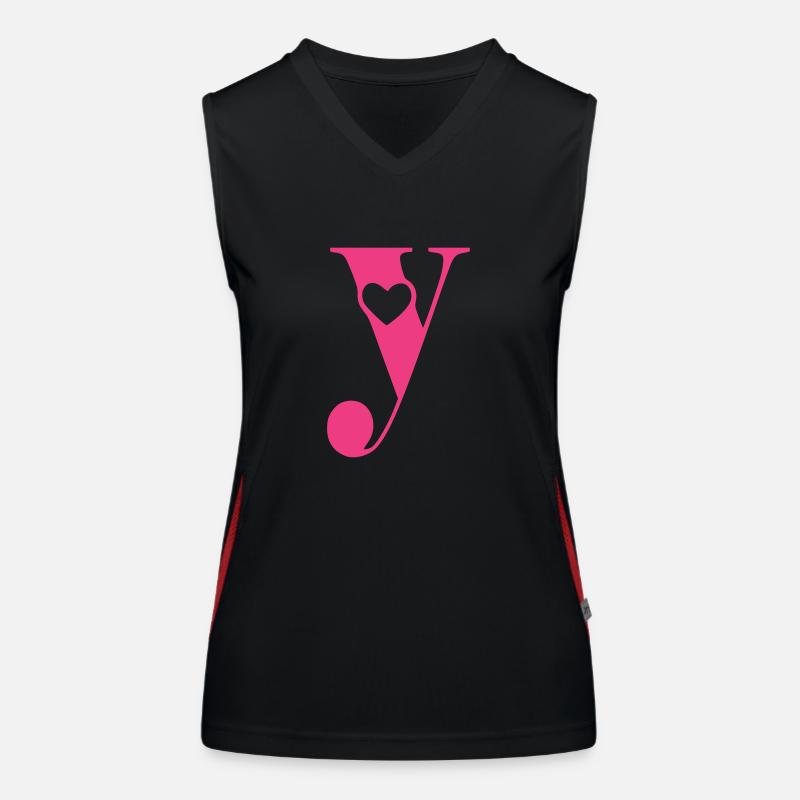 Buchstabe y Anfangsbuchstabe mit Herz Funktionelles Kontrast-Tank Top für Frauen