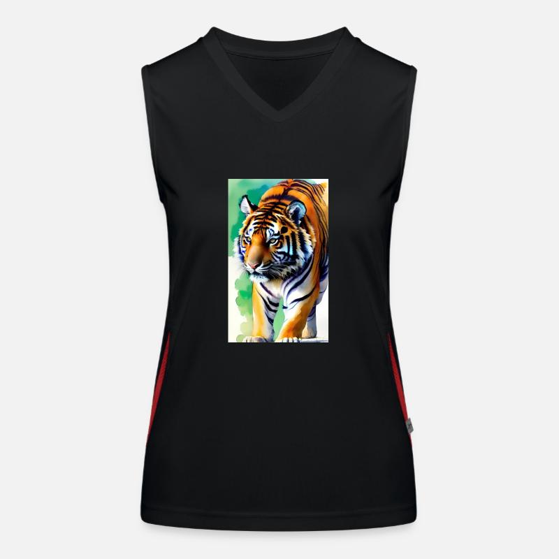 Tiger | Animal | Predator | Roar | King | Asia Women's Functional Contrast Tank Top