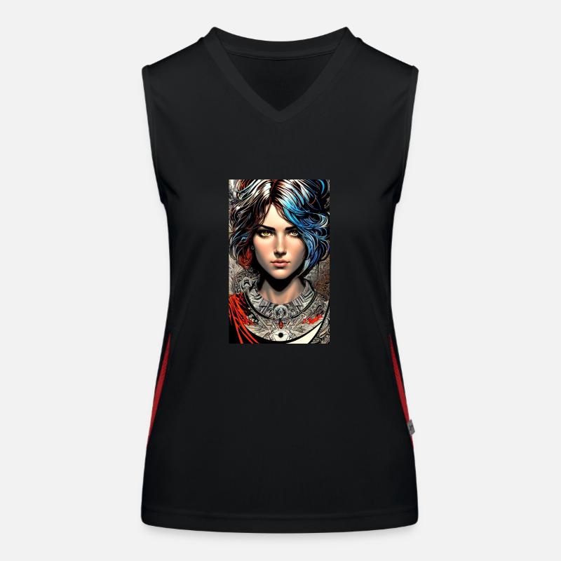 Frau | Gesicht | Mädchen | Anime | mystisch Funktionelles Kontrast-Tank Top für Frauen