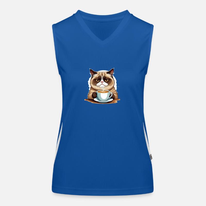 Grumpy Morning Cat Women's Functional Contrast Tank Top
