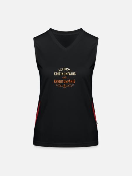 Mieux vaut être incapable de critiquer qu’incapable d’accorder du crédit - Débardeur respirant contrasté Femme - noir/rouge - Devant