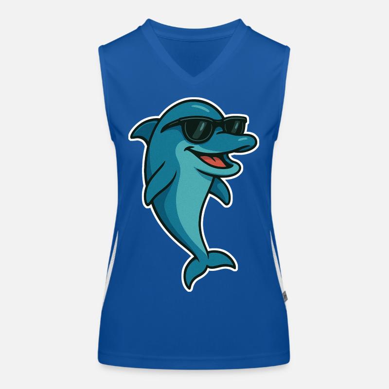 Delfin mit Sonnebrille Funktionelles Kontrast-Tank Top für Frauen