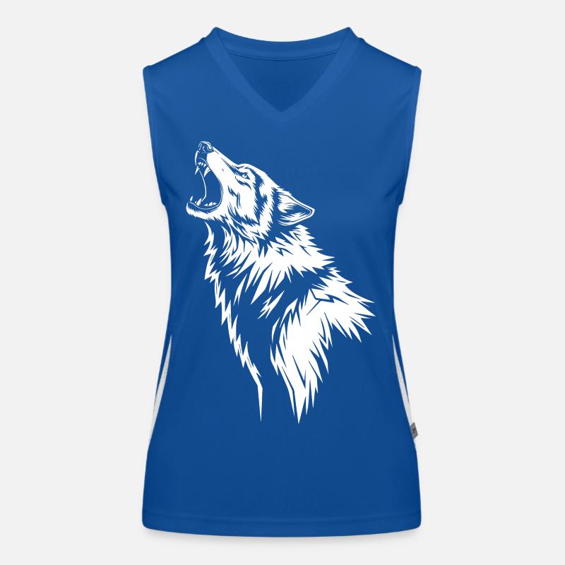 Heulender Wolf in Silhouette Funktionelles Kontrast-Tank Top für Frauen