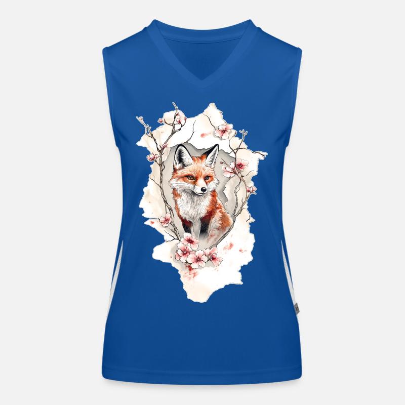 Fox Cherry Blossoms Women's Functional Contrast Tank Top