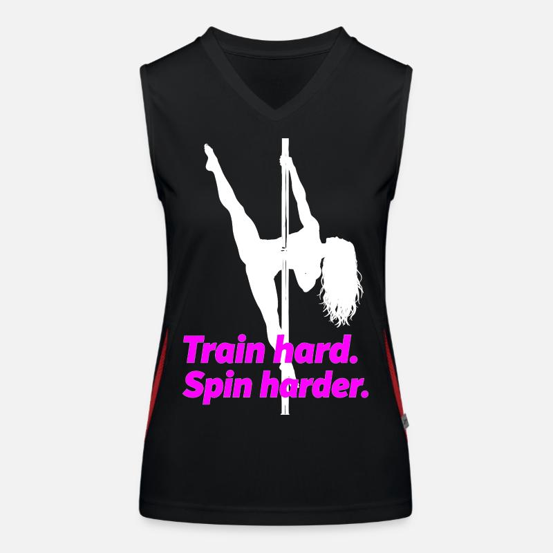 Pole Dance Silhouette – Train Hard Spin Harder Funktionelles Kontrast-Tank Top für Frauen