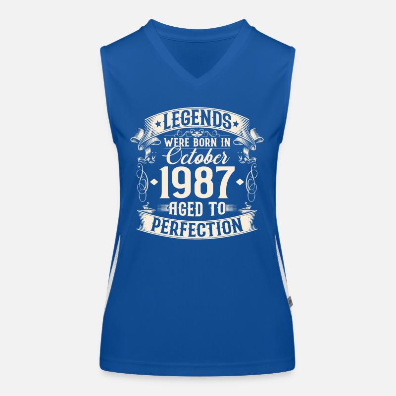 October Born in 1987 Legends Birthday Women's Functional Contrast Tank Top