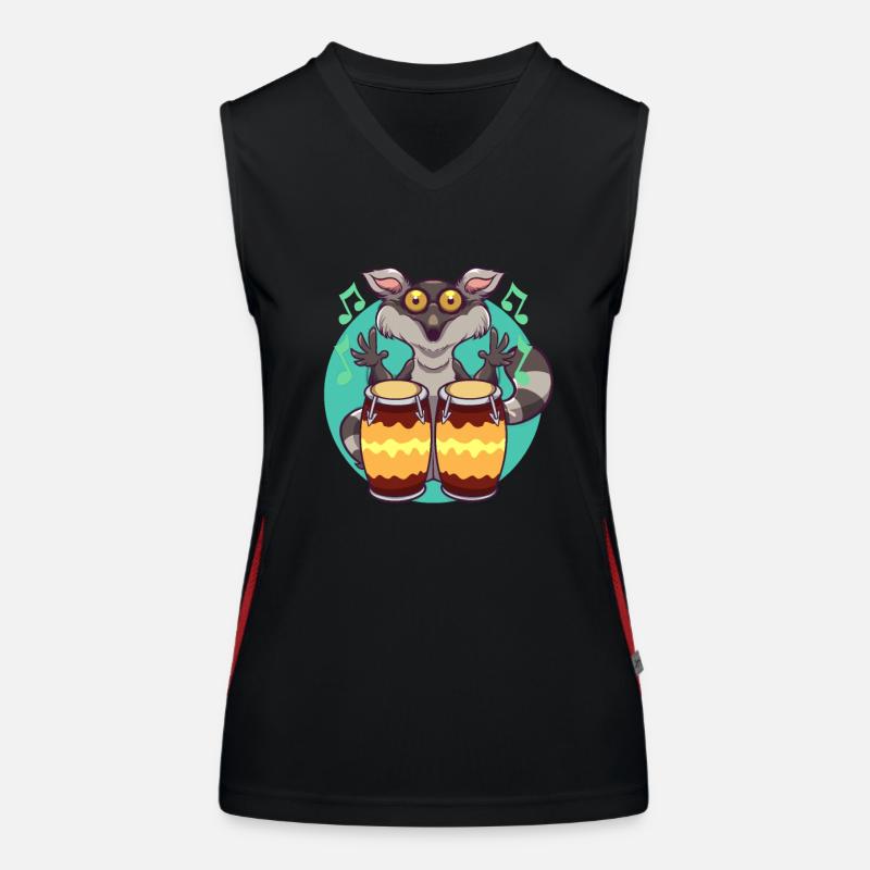Comic Lemur plays percussion Women's Functional Contrast Tank Top