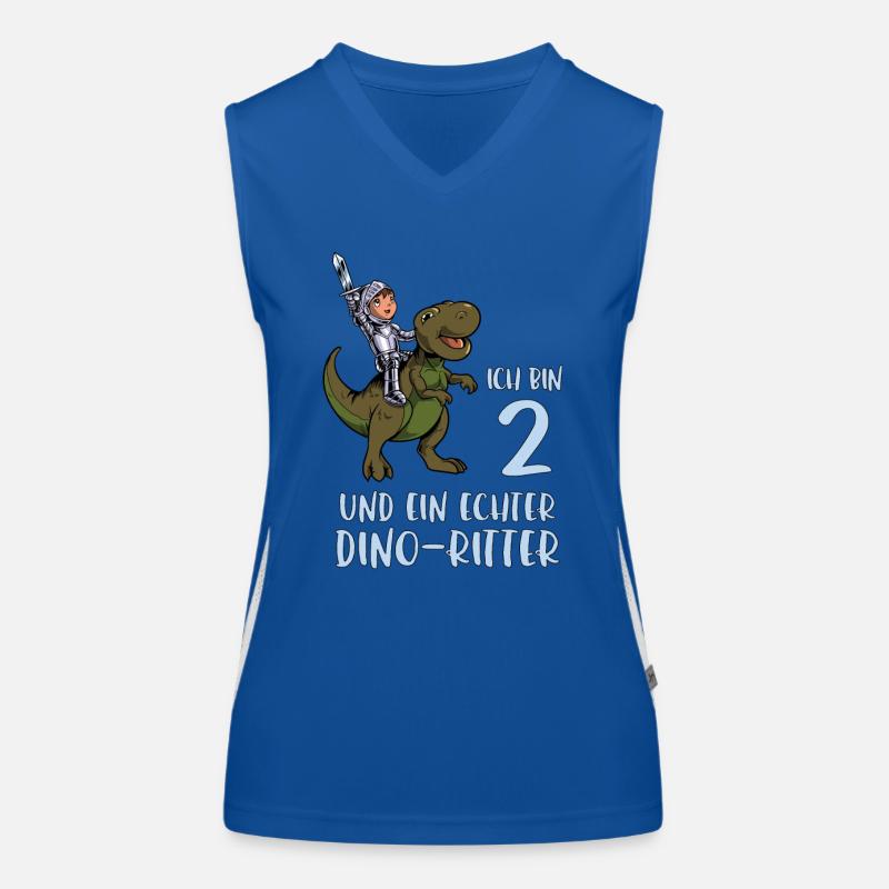 Geburtstagsshirt Dino Ritter - 2 Geburtstag Junge Funktionelles Kontrast-Tank Top für Frauen