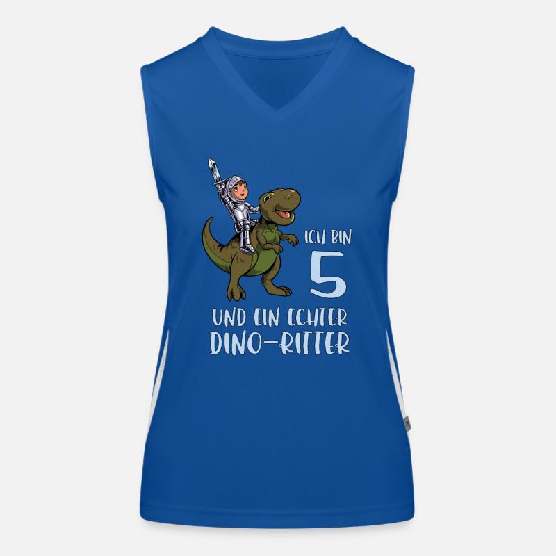 Geburtstagsshirt Dino Ritter - 5 Geburtstag Junge Funktionelles Kontrast-Tank Top für Frauen