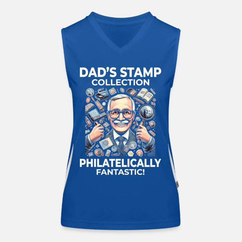 Vintage Postage Stamp Collector Dad Philatelist Women's Functional Contrast Tank Top