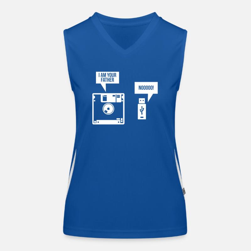 USB Floppy Disk I am Your Father Computer Nerd Women's Functional Contrast Tank Top