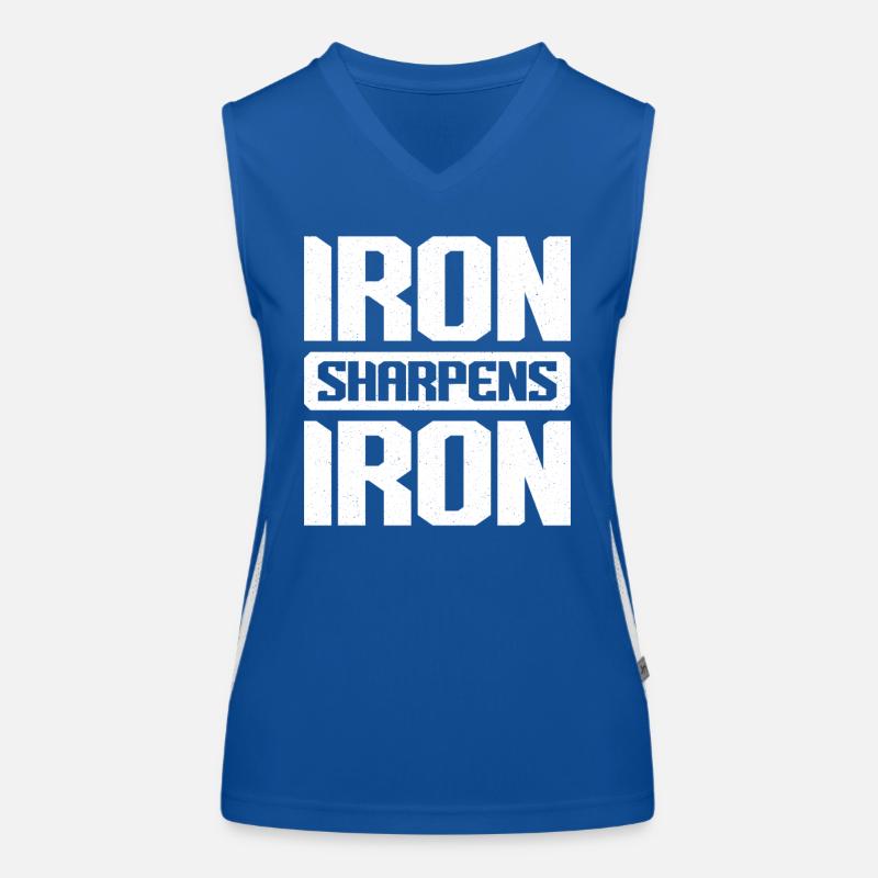 Iron Sharpens Iron Christian Workout Iron Funktionelles Kontrast-Tank Top für Frauen