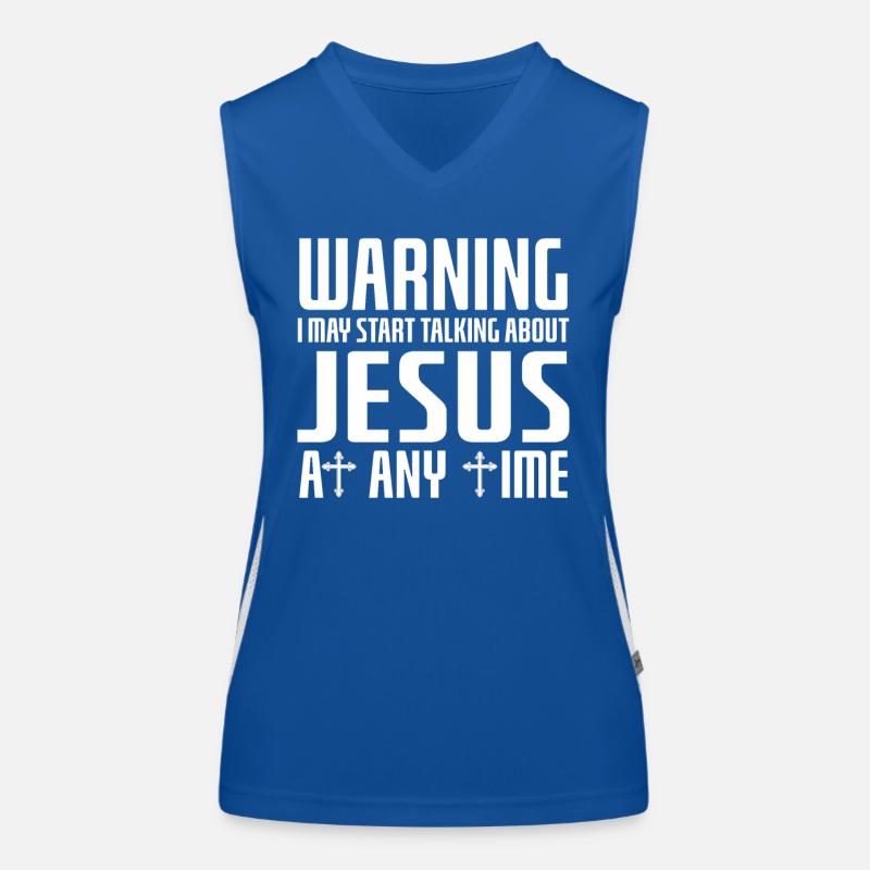 Warning I May Start Talking About Jesus Funktionelles Kontrast-Tank Top für Frauen