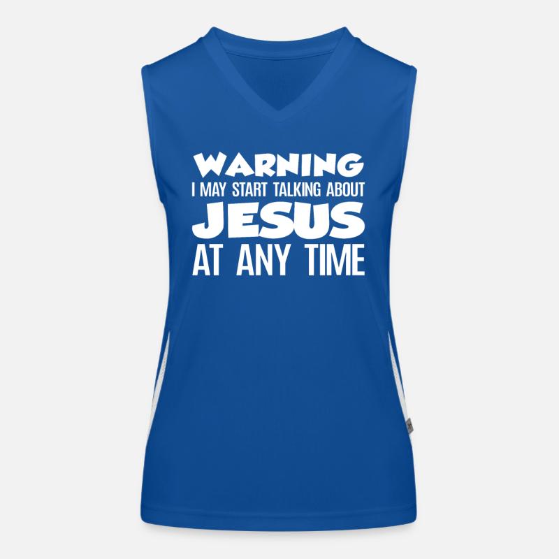 Warning I May Start Talking About Jesus Funktionelles Kontrast-Tank Top für Frauen