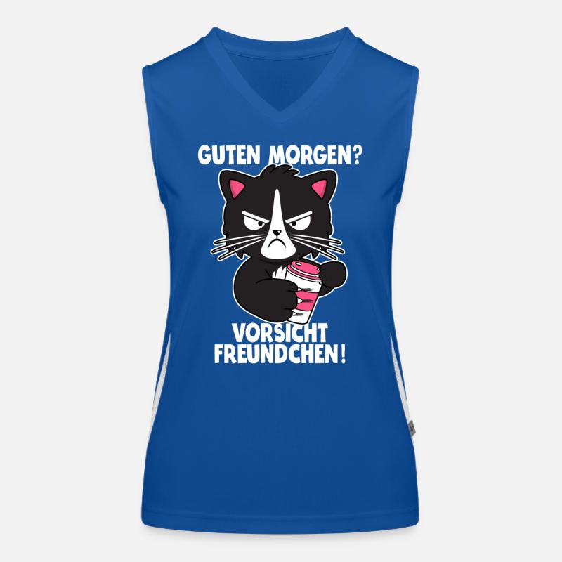 Katze Kaffee Morgenmuffel Langschläfer Geschenk Funktionelles Kontrast-Tank Top für Frauen