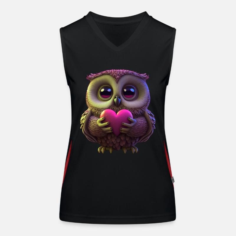 niedliche pinke Eule mit Herz Funktionelles Kontrast-Tank Top für Frauen